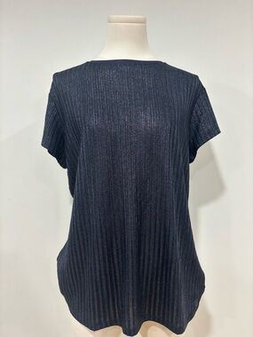 Ted Baker Navy Sparkle Ribbed Short Sleeve Tee